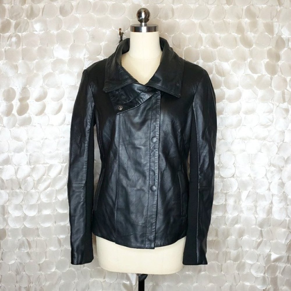Barneys New York Women’s 100% Genuine Leather Motorcycle Moto Biker Jacket Sz M